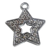 Zinc Alloy Charm/Pendant with Crystal, Star 30x36mm, Sold by PC