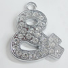 Zinc Alloy Charm/Pendant with Crystal, 29x35mm, Sold by PC