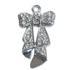 Zinc Alloy Charm/Pendant with Crystal, 26x46mm, Sold by PC