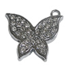 Zinc Alloy Charm/Pendant with Crystal, Butterfly 37x33mm, Sold by PC