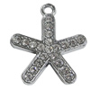 Zinc Alloy Charm/Pendant with Crystal, 31x37mm, Sold by PC