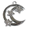 Zinc Alloy Charm/Pendant with Crystal, Moon 33x40mm, Sold by PC