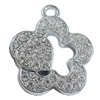 Zinc Alloy Charm/Pendant with Crystal, Flower 32x38mm, Sold by PC