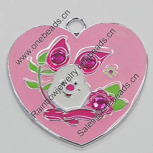 Zinc Alloy Enamel Pendant, Heart 50x50mm, Sold by PC