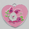 Zinc Alloy Enamel Pendant, Heart 50x50mm, Sold by PC