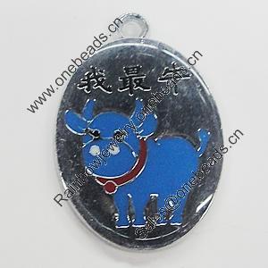 Zinc Alloy Enamel Pendant, Flat Oval 27x38mm, Sold by PC