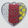 Zinc Alloy Enamel Pendant, Heart 33x32mm, Sold by PC