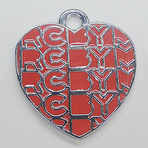 Zinc Alloy Enamel Pendant, Heart 41x46mm, Sold by PC