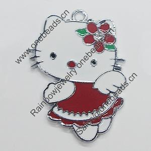 Zinc Alloy Enamel Pendant, Cat 39x54mm, Sold by PC