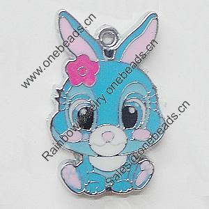 Zinc Alloy Enamel Pendant, Rabbit 20x30mm, Sold by PC