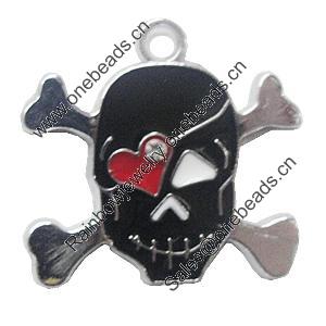 Zinc Alloy Enamel Pendant, Skeleton 33x30mm, Sold by PC