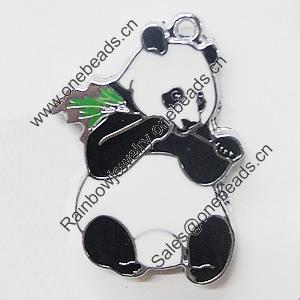 Zinc Alloy Enamel Pendant, Panda 23x31mm, Sold by PC