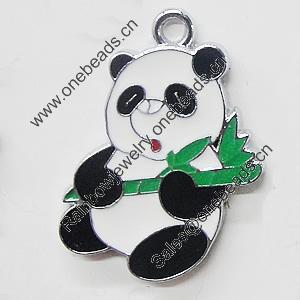 Zinc Alloy Enamel Pendant, Panda 22x29mm, Sold by PC