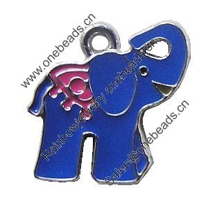 Zinc Alloy Enamel Pendant, Elephant 17x16mm, Sold by PC