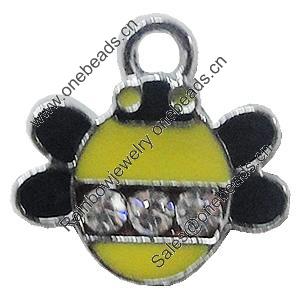 Zinc Alloy Enamel Pendant, Bee 15x14mm, Sold by PC