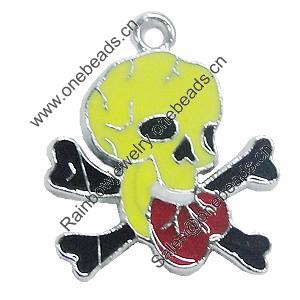 Zinc Alloy Enamel Pendant, Skeleton 19x20mm, Sold by PC