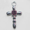 Pendant, Zinc Alloy Jewelery Findings, Cross 13x23mm, Sold by PC