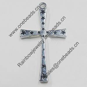 Pendant, Zinc Alloy Jewelery Findings, Cross 22x40mm, Sold by PC