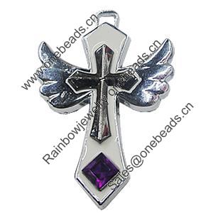 Pendant, Zinc Alloy Jewelery Findings, Cross 33x46mm, Sold by PC