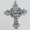 Zinc Alloy Charm/Pendant with Crystal, Cross 27x35mm, Sold by PC