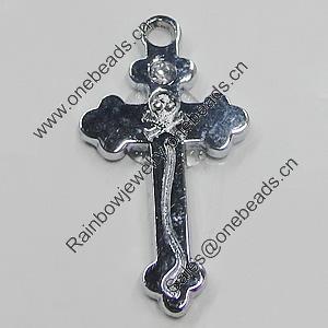 Pendant, Zinc Alloy Jewelery Findings, Cross 14x25mm, Sold by PC