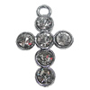 Zinc Alloy Charm/Pendant with Crystal, Cross 18x28mm, Sold by PC