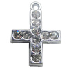 Zinc Alloy Charm/Pendant with Crystal, Cross 18x26mm, Sold by PC