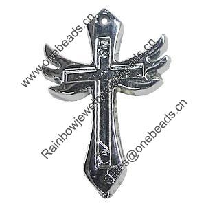 Pendant, Zinc Alloy Jewelery Findings, Cross 23x35mm, Sold by PC