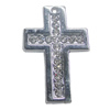Zinc Alloy Charm/Pendant with Crystal, Cross 22x34mm, Sold by PC