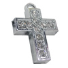 Zinc Alloy Charm/Pendant with Crystal, Cross 27x38mm, Sold by PC