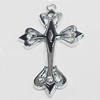 Pendant, Zinc Alloy Jewelery Findings, Cross 30x50mm, Sold by PC