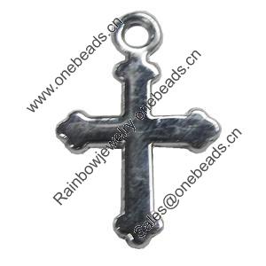 Pendant, Zinc Alloy Jewelery Findings, Cross 13x20mm, Sold by PC