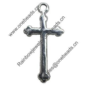 Pendant, Zinc Alloy Jewelery Findings, Cross 14x29mm, Sold by PC