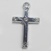 Pendant, Zinc Alloy Jewelery Findings, Cross 14x23mm, Sold by PC
