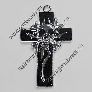 Pendant, Zinc Alloy Jewelery Findings, Cross 35x57mm, Sold by PC