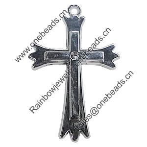 Pendant, Zinc Alloy Jewelery Findings, Cross 44x68mm, Sold by PC