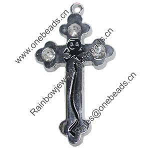 Pendant, Zinc Alloy Jewelery Findings, Cross 20x37mm, Sold by PC