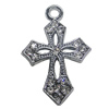 Zinc Alloy Charm/Pendant with Crystal, Cross 18x28mm, Sold by PC