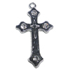 Zinc Alloy Charm/Pendant with Crystal, Cross 20x38mm, Sold by PC
