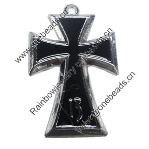 Pendant, Zinc Alloy Jewelery Findings, Cross 24x38mm, Sold by PC