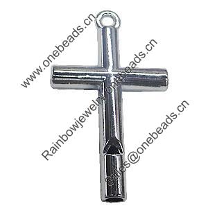 Pendant, Zinc Alloy Jewelery Findings, Cross 26x45mm, Sold by PC