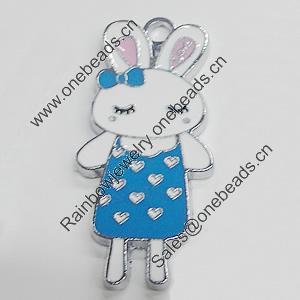 Zinc Alloy Enamel Pendant, Rabbit 19x41mm, Sold by PC