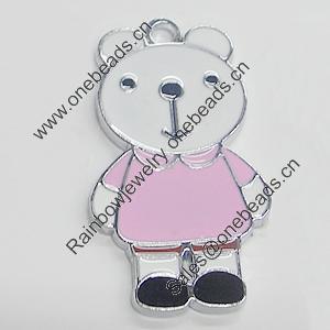 Zinc Alloy Enamel Pendant, Bear 24x42mm, Sold by PC