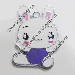 Zinc Alloy Enamel Pendant, Rabbit 26x40mm, Sold by PC