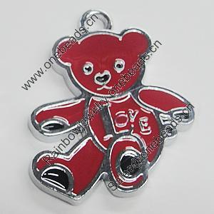 Zinc Alloy Enamel Pendant, Bear 32x39mm, Sold by PC