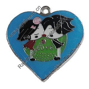 Zinc Alloy Enamel Pendant, Heart 31x31mm, Sold by PC