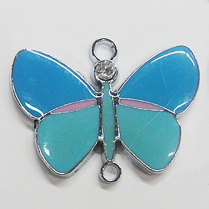 Zinc Alloy Enamel Connectors, Butterfly 41x32mm, Sold by PC