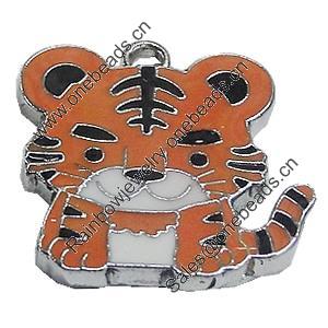 Zinc Alloy Enamel Pendant, Tiger 20x22mm, Sold by PC