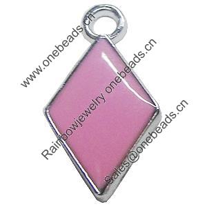 Zinc Alloy Enamel Pendant, Diamond 14x26mm, Sold by PC