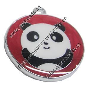 Zinc Alloy Enamel Pendant, Flat Round 25x29mm, Sold by PC